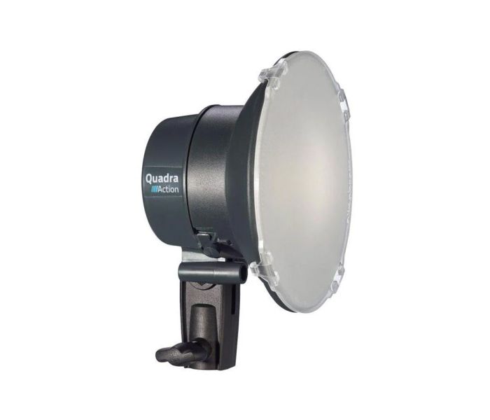 Elinchrom Quadra Action (A) Head - front slant with included diffuser attached 