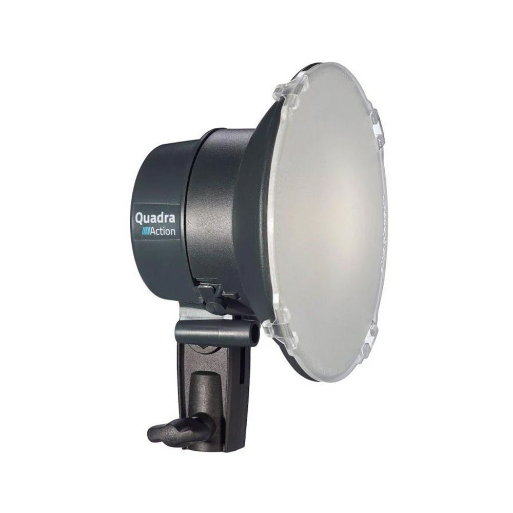Elinchrom Quadra Action (A) Head - front slant with included diffuser attached 