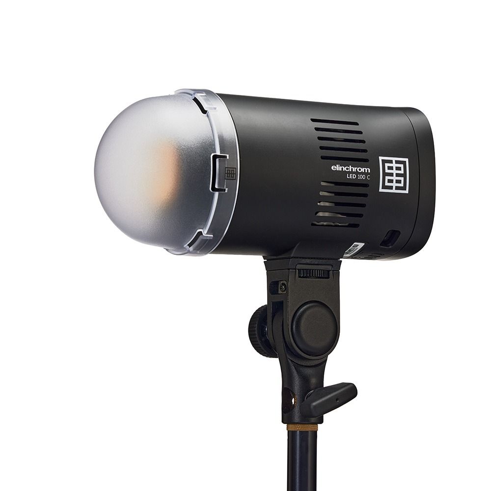 Elinchrom LED 100 C - Single Head Kit - front slant with diffuser, dull